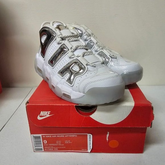Brand New Nike Air More Uptempo Silver/Chrome White (Women\'s) Size 9W/7.5M